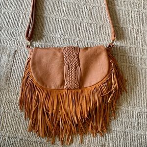 Street Level cognac fringe crossbody bag